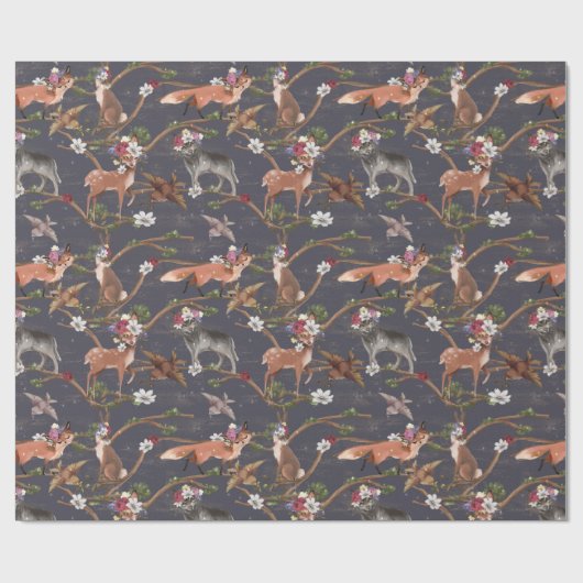 Rustikale Waldtiere Geschenkpapier (Flach)