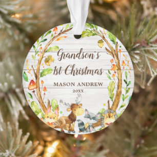 Rustikale Waldtiere Grandsons erste Weihnachtsfeie Ornament