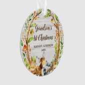 Rustikale Waldtiere Grandsons erste Weihnachtsfeie Ornament (Vorderseite)