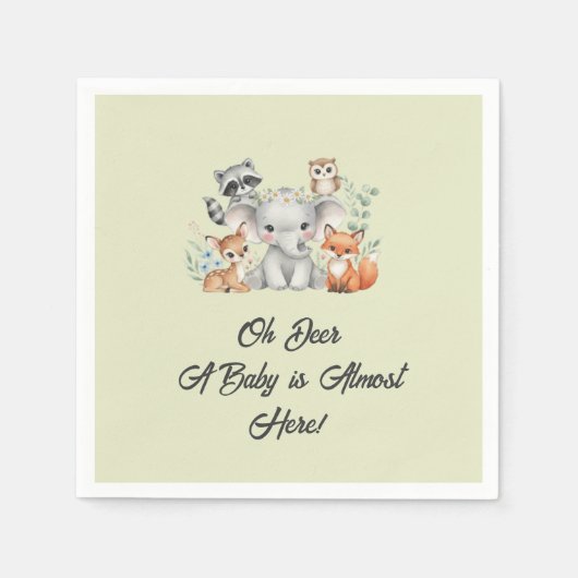 Rustikale Waldtiere Grünpflanzen Party Geschirr Serviette (Vorderseite)