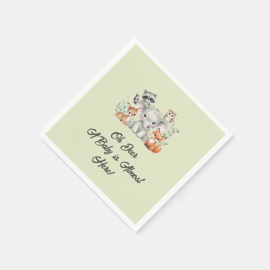 Rustikale Waldtiere Grünpflanzen Party Geschirr Serviette (Ecke)