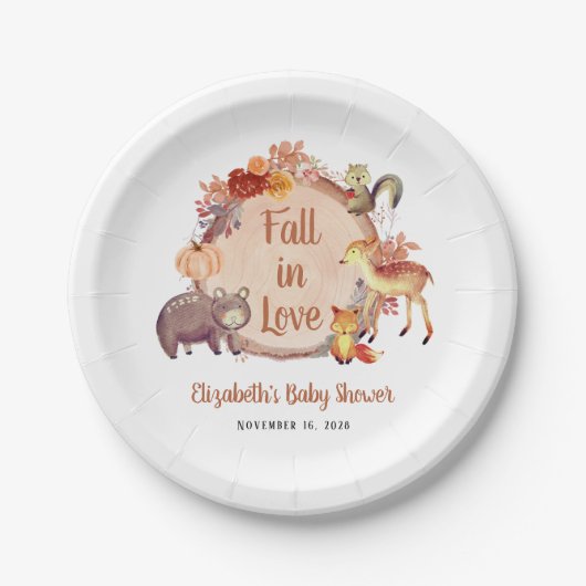 Rustikale Waldtiere Herbstdusche Pappteller (Vorderseite)
