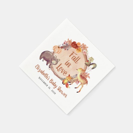 Rustikale Waldtiere Herbstdusche Serviette (Ecke)