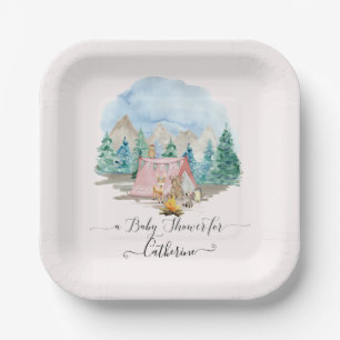 Rustikale Waldtiere Hirschbärenblütendusche Pappteller