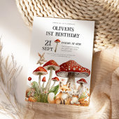 Rustikale Waldtiere Jungen 1. Geburtstag Einladung