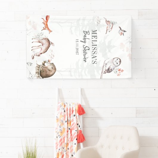 Rustikale Waldtiere Kinderdusche Banner (Insitu)