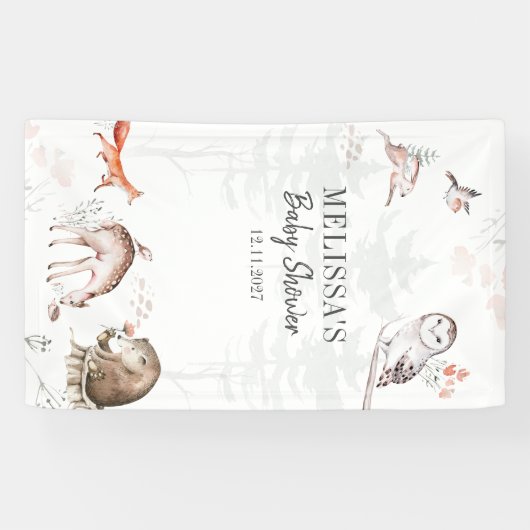 Rustikale Waldtiere Kinderdusche Banner (Horizontal)