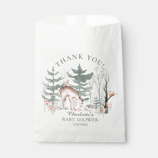 Rustikale Waldtiere Kinderdusche Geschenktütchen (Vorderseite)