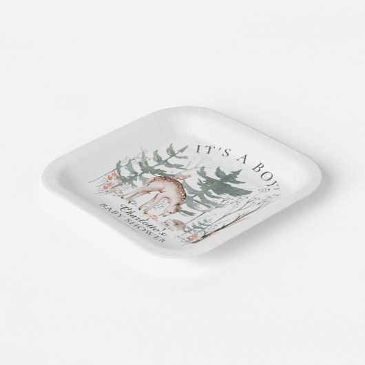 Rustikale Waldtiere Kinderdusche Pappteller (Gewinkelt)