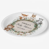 Rustikale Waldtiere Kinderdusche Pappteller (Schrägansicht)