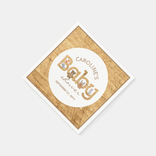 Rustikale Waldtiere Kinderdusche Serviette (Ecke)