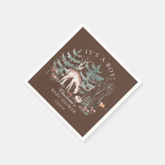 Rustikale Waldtiere Kinderdusche Serviette (Ecke)