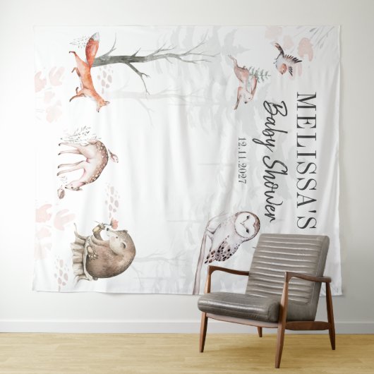 Rustikale Waldtiere Kinderdusche Wandteppich (Beispiel (Horizontal))