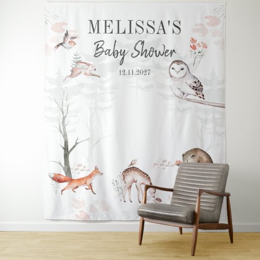 Rustikale Waldtiere Kinderdusche Wandteppich (Beispiel)