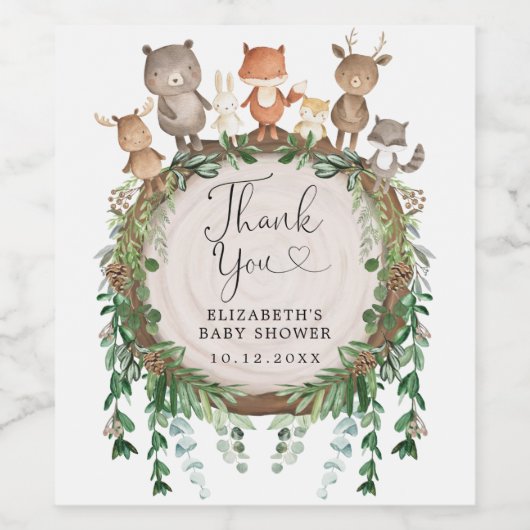 Rustikale Waldtiere Kindergärten Weinetikett (Einzelnes Label)