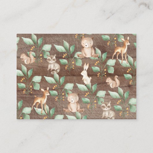 Rustikale Waldtiere mit Geschenkdusche Begleitkarte (Rückseite)