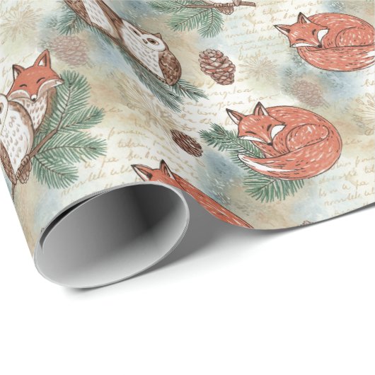 Rustikale Waldtiere Nahtloses Muster Geschenkpapier (Rolleneckpunkt)