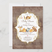 Rustikale Waldtiere neutrale Babydusche Einladung (Vorderseite)