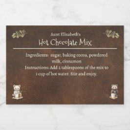 Rustikale Waldtiere Weihnachten Heiße Kakaomischun Lebensmitteletikett