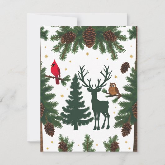 Rustikale Waldtiere Weihnachtsferien Feiertagskarte (Vorderseite)