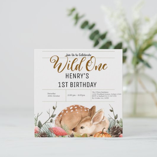 Rustikale Waldtiere Wildtiere einen Geburtstag Einladung (Stehend Vorderseite)