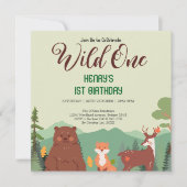 Rustikale Waldtiere Wildtiere einen Geburtstag Einladung (Vorderseite)