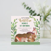 Rustikale Waldtiere Wildtiere einen Geburtstag Einladung (Stehend Vorderseite)