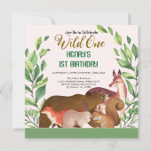 Rustikale Waldtiere Wildtiere einen Geburtstag Einladung (Vorderseite)