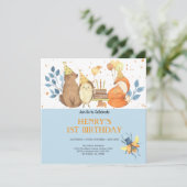 Rustikale Waldtiere Wildtiere einen Geburtstag Einladung (Stehend Vorderseite)