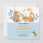 Rustikale Waldtiere Wildtiere einen Geburtstag Einladung (Vorderseite)