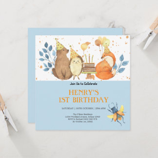 Rustikale Waldtiere Wildtiere einen Geburtstag Einladung