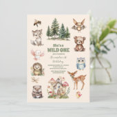 Rustikale Waldtiere Wildtiere einen Geburtstag Einladung (Stehend Vorderseite)