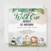 Rustikale Waldtiere Wildtiere einen Geburtstag Einladung (Vorderseite)