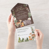 Rustikale Waldtiere Woodland Babydusche All In One Einladung (Abreißen)