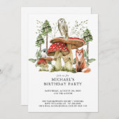 Rustikale Waldtiere zum Geburtstag Einladung (Vorne/Hinten)