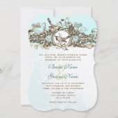 Rustikale Waldvögel Bronze-Scroll Hochzeit Einladung (Rückseite)