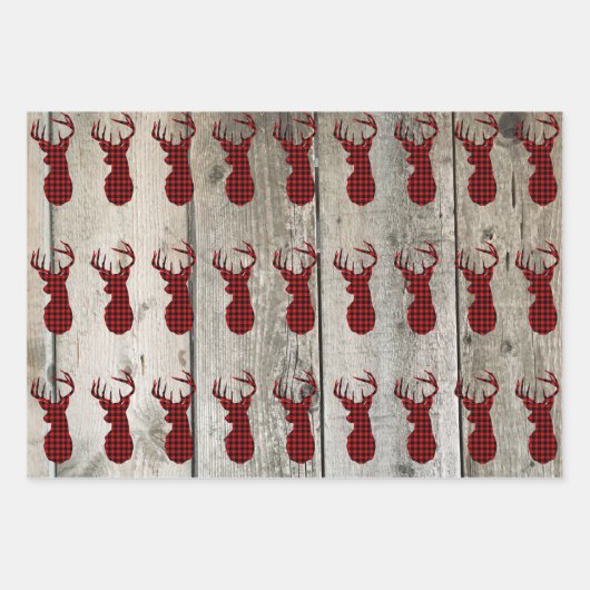 Rustikale Waldweiden mit Rotweinbrötchen Karo Geschenkpapier Set (Vorderseite 3)