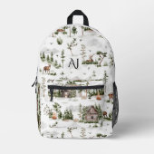 Rustikale Waldwild | Monogramm Bedruckter Rucksack (Vorderseite)