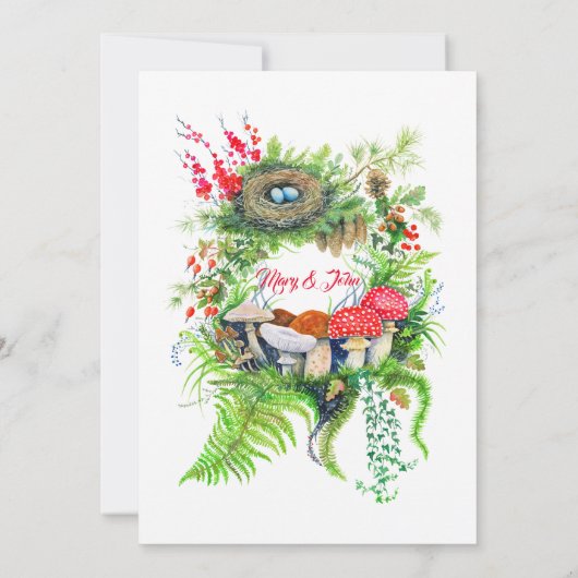 Rustikale Waldwildvögel mit Nest Baby Dusche Einladung (Rückseite)