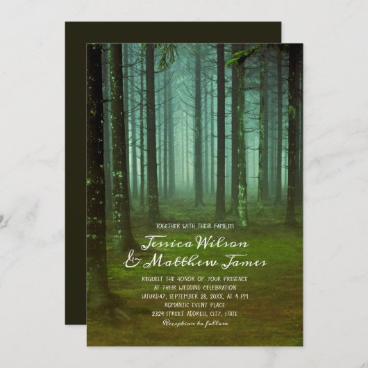 Rustikale Waldzauberwoods Fall Country Wedding Einladung (Vorne/Hinten)
