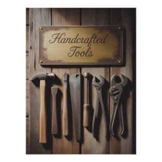 Rustikale Wand mit alten Handwerkzeugen  Poster