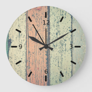 Rustikale Wandkunst aus Holzplanken Große Wanduhr