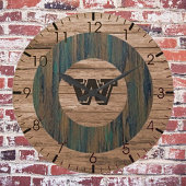 Rustikale Wanduhr mit Holzkornmuster 