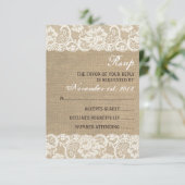 Rustikale WARM Burlap Wedding RSVP Card (Stehend Vorderseite)