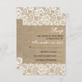 Rustikale WARM Burlap Wedding RSVP Card (Vorne/Hinten)