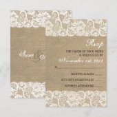 Rustikale WARM Burlap Wedding RSVP Card Karte (Vorne/Hinten)