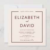 Rustikale, warme Burgund Moderne Minimalistische H Einladung (Vorderseite)