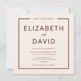 Rustikale, warme Burgund Moderne Minimalistische H Einladung