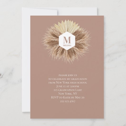 Rustikale, warme, neutrale Farben Einladung (Rückseite)