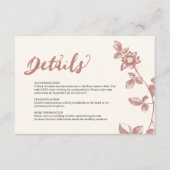 Rustikale warme Rose Whimsical Floral Wedding Deta Begleitkarte (Vorderseite)